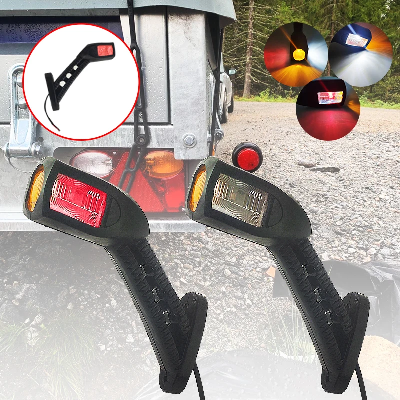 Led Marker Lights 1pair 3 face 10-30V Truck Trailer Auto 4 LED Side Marker Lights Stop Lamp Indicator Light Turn Signal Light Red White Amber