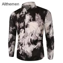 Allthemen Men Long Sleeve Print Shirt Autumn Shirts Men Button Lapels Collar Turn Down Collar Casual Fashion Shirts For Men