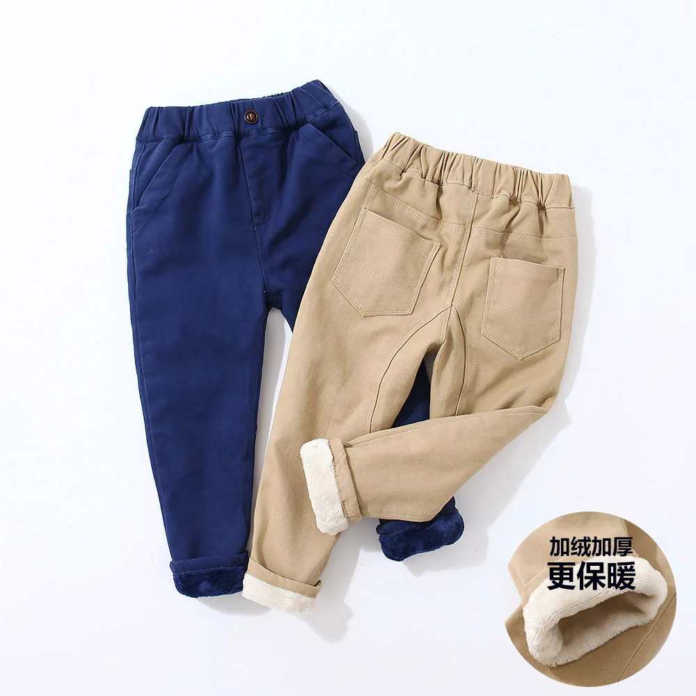

BOY'S Pants with Velvet Sub-2019 New Style Korean-style Autumn And Winter 1-3 Years Old Baby Pure Cotton Casual Pants Thick Cott