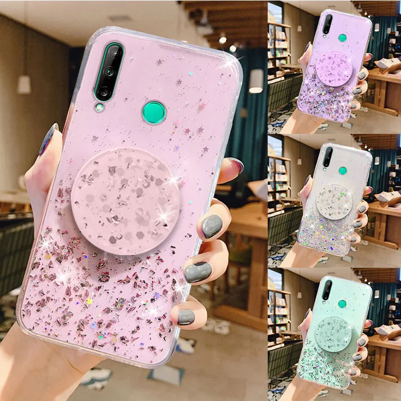 Блестящий чехол с подставкой для Huawei Y7P Y6P Y5P 2020 P Smart Z Plus Y9 Y7 Y6 2019 P40 Honor Play 3 4T