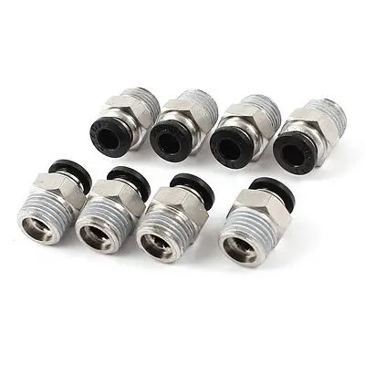 

8 Pcs 6mm Hole to 1/4" PT Male Thread Straight Tube Pneumatic Quick Fittings