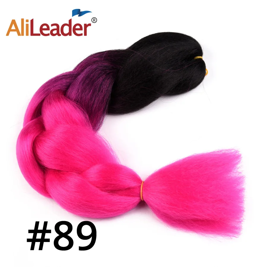 Leeons 24 дюйма Джамбо плетение волос синтетические волосы кроше для наращивания омбер красный розовый серый канекалон волос косы для женщин - Цвет: 89