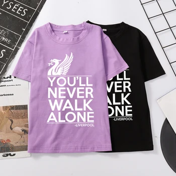 

Liverpool YOU'LL NEVER WALK ALONE Clothes Boys Girls Summer Short Sleeve Cotton T-Shirt Casual Harajuku Funny Kids Tops T Shirts