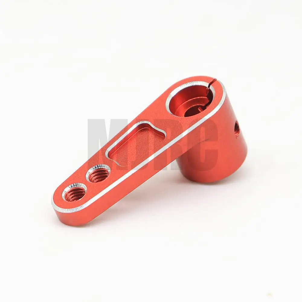 Bras de klaxon servo 25T en alliage d'aluminium pour voiture RC, posé sur fond blanc, prêt à être installé.