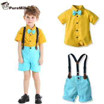 

PureMilk Kids Clothes Fashion Kids Set Summer Short Sleeve Shirt With Shorts