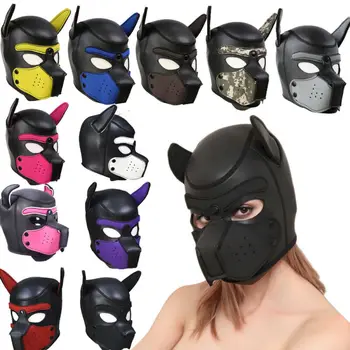 

Sexy Adult Cosplay Role Play Dog Full Head Mask Soft Padded Latex Rubber Puppy