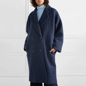 

LANMREM 2020 autumn winter coat for famale casual lapel double-breasted causal long sleeve woolen coat women's tide coat YJ722