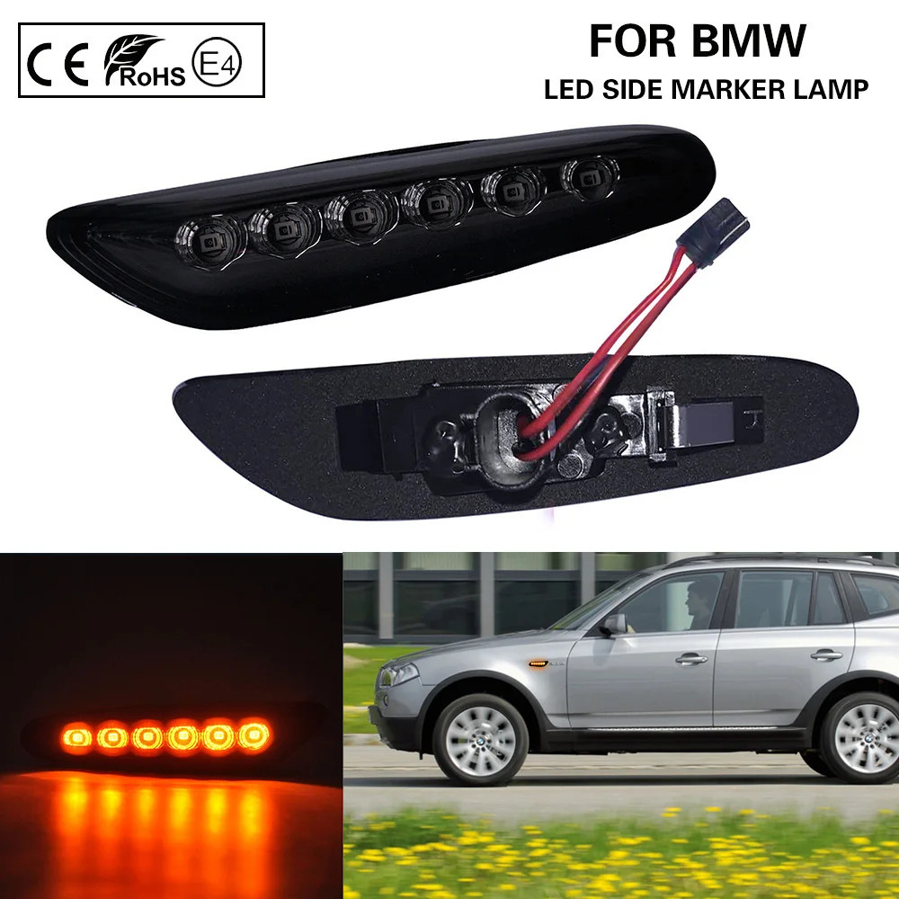 

2X Smoke 6 LED Side marker light lamp turn signal lights with T10 plug for BMW E46 E60 E61 E81 E82 E83 E87 E88 E90 E91 E92 E93