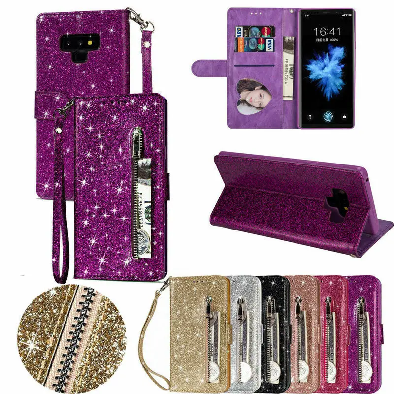 Fashion Bling Glitter Leather Wallet Flip Case For Samsung A20S A12 A32 A52 A42 A72 A51 A71 5G A21S A31 A50 A70 A30 Holder Cover cute samsung cases