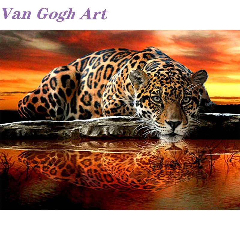 5D DIY Diamond Painting Leopard Painted Tiger Animal Mosaic Embroidery Cross stitch Crafts Decoration home decor | Дом и сад