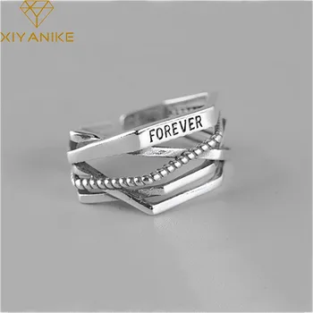 

XIYANIKE 925 Sterling Silver Vintage Multilayer Winding Rings for Women Couple Creative Geometric Handmade Party Jewelry