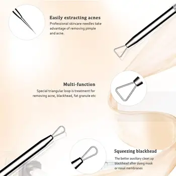 

5pcs/set Blackhead Comedone Acne Pimple Blackhead Remover Spoon Cleaner Tool Tool Care Tweezer Needles For Face Skin X6Q3