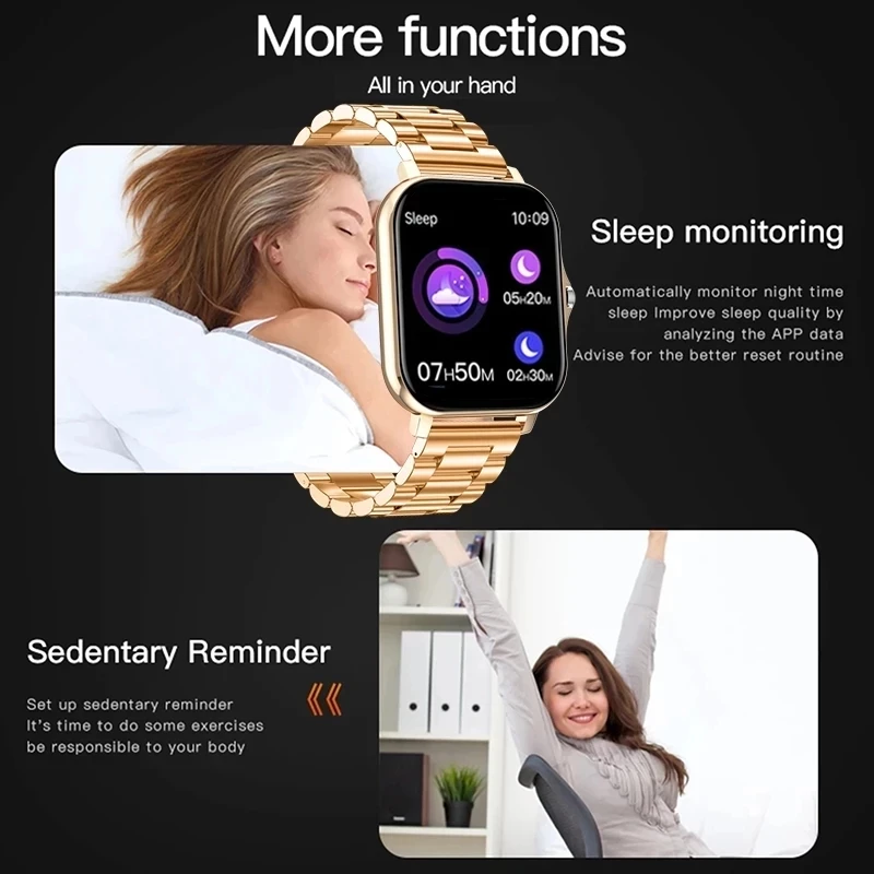 Rastreador de Fitness Inteligentes das Senhoras dos Homens para Mulheres Lige Chamada Bluetooth Relógio Inteligente 1.69 Tela Colorida Toque Completo Relógios - Image 3