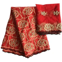 wholesale bazin riche getzner with lace fabric 5+2yards/lot embroidered fabric latest cotton made for wedding party cheap