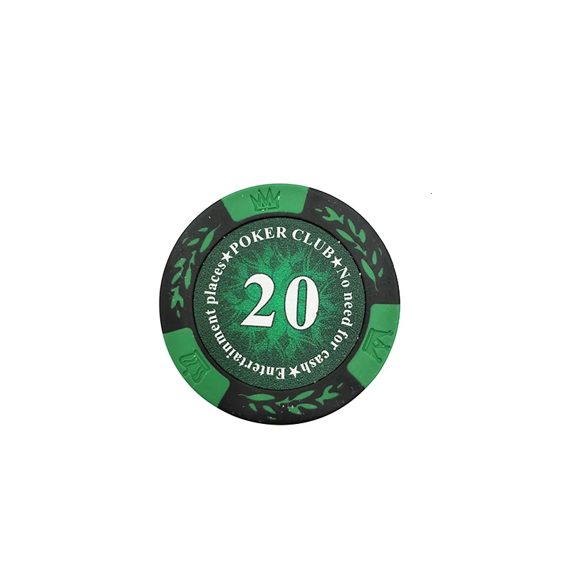 K8356 25 шт./лот 14 г Корона Пшеница PokerClub фильм чипы монеты Baccarat Texas Hold'em двойной цвет Корона глина покерные игровые чипы - Цвет: 20 yuan face value