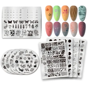 

1PC Lace Flower Animal Nail Stamping Plates Marble Image Stamp Templates Geometric Printing Stencil Tools