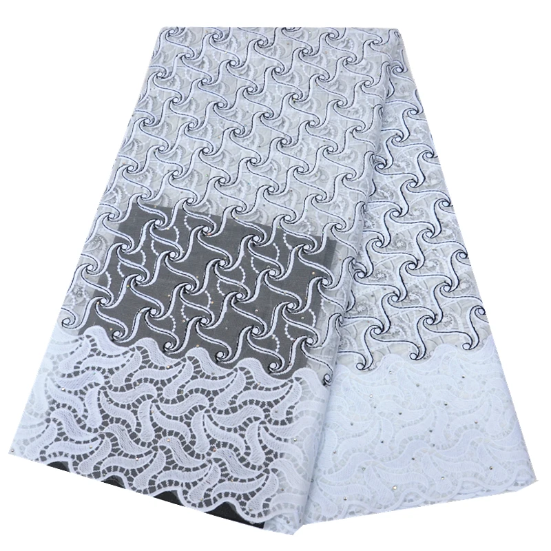 Белая африканская ткань французская 5 ярдов на кружевная ткань с камнями нигерийская африканская кружевная ткань высокое качество кружева