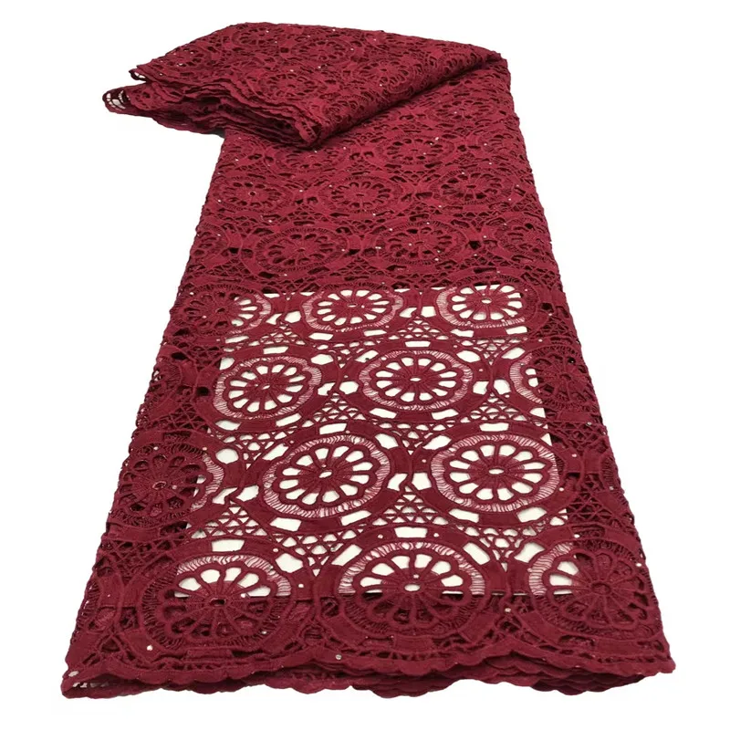 

Горячая Распродажа Swiss вуаль кружева в Швейцарии вышивка хлопчатобумажная ткань швейцарская сухая Кружева 5 ярдов нигерийская кружевная ткань для платья бордового цвета