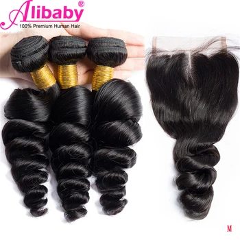 

Loose Wave 10-30 Inch Bundles Brazilian Remy Hair Human Hair weaves Loose Wave 3 Bundles With 4x4 13x4 Lace Closure Frontal