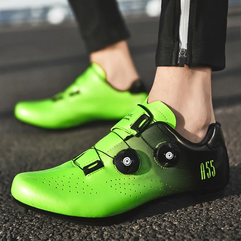 Men Professional Ultralight Cycling Shoes Self-Locking SPD Racing Road Bike Shoes Bicycle Sneakers Outdoor MTB Flat Cleat
