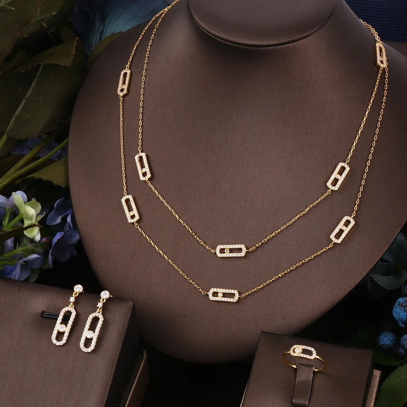 4pcs Bridal Zirconia Full Jewelry Sets For Women Party Luxury Dubai Nigeria CZ Crystal Wedding Jewelry Sets bridal jewelry sets crystal jewelry sets