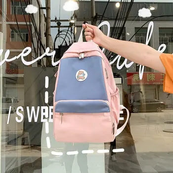 

2020 New Style Korean-style College Style Backpack Fashion Contrast Color Nylon Waterproof High School and College Students Scho
