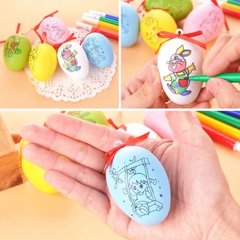 

Plastic Easter Eggs for Kids DIY Painting Hunt Game Easter Party Decorations Set Q6PA