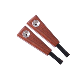 

1PC New Traditional Straight Type Solid Wood Smoking Pipe Metal Smoke Nest Sector Suction Nozzle Tobacco Pipes