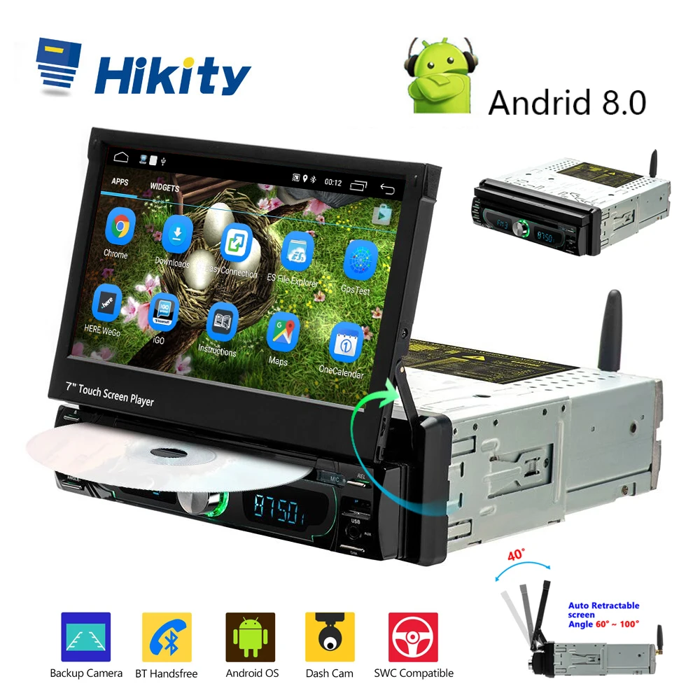 Hikity Авторадио 1 din Автомобильный мультимедийный dvd плеер Android gps 7 &quotсенсорный
