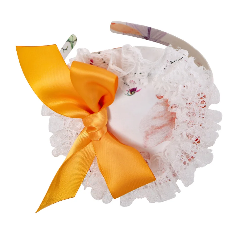 Pettigirl/Новые осенние платья для девочек с объемным оранжевым цветочным принтом; платье для дня рождения с головной повязкой; Брендовая детская одежда; изысканные наряды