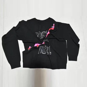 

Women Sweater Knitwear Shiny Letters Beaded Diamonds Lightning Classic High-end Wool Sweater Women Rock Girl