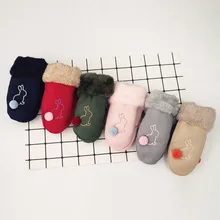 Детские зимние перчатки ручной работы; Детские теплые рукавицы с кроликом из мультфильма для мальчиков и девочек; перчатки с длинными пальцами; Rekawiczki Dzieciece