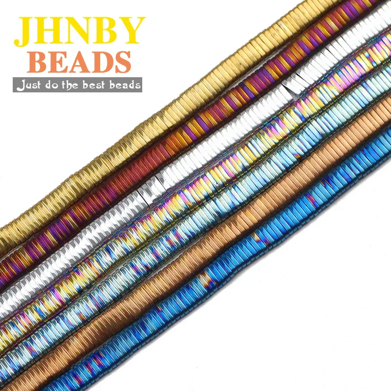 

JHNBY Blue,Green,Purple,Gold Two hole 5x1mm rectangle Hematite Natural Stone Spacer Loose Beads For Jewelry Making Diy bracelets
