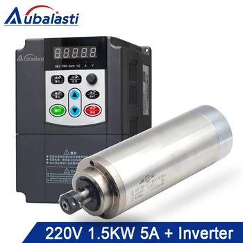 

Aubalasti 1.5KW Water Cooling Spindle 220V 5A + Inverter Single Phase 220V 1.5KW Current 7A for CNC Router machine