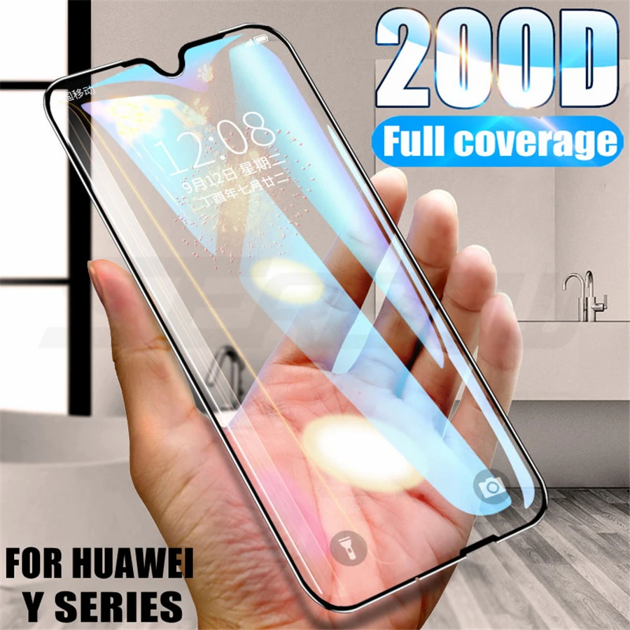 

200D Protective Tempered Glass For Huawei Y5 Y6 Y7 Y9 Prime 2018 2019 Screen Protector Huawei Y5 Lite Y7S Safety Glass Film Case