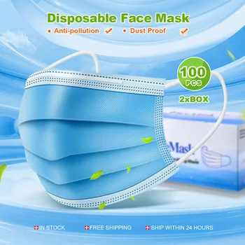 

50Pcs Dust Disposable Mask Non Woven Mouth Mask 3 Layer Face Masks Elastic Earloop Breathing protective Mask with filter masken