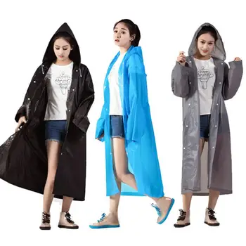 

Non Disposable Raincoat Fashion EVA Thickened Waterproof Clear Transparent Camping Waterproof Rainwear Outerwear Outdoor