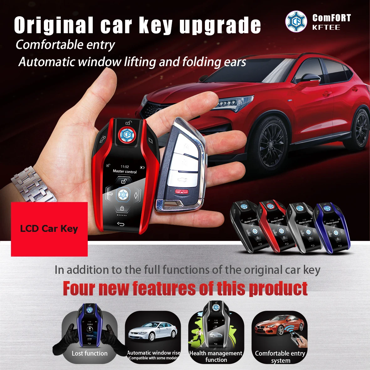 US $100.00 Smart LCD Touch Car Key Auto Remote Central Kit Door Lock Locking Vehicle Keyless Comfortable Entry System With Car Case Cover