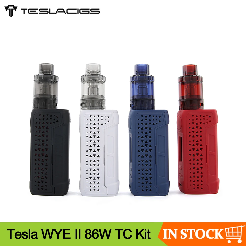 

Original Tesla WYE II 86W TC Kit TC/VV 86W Box Mod With 4ml Citrine 24 Tank Atomizer Electronic Cigarette Kit Vs Punk 86W