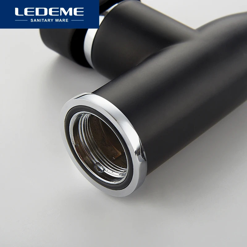 LEDEME Смеситель для кухни латунь Цвет: чёрный матовый / светло бежевый белый|mixer