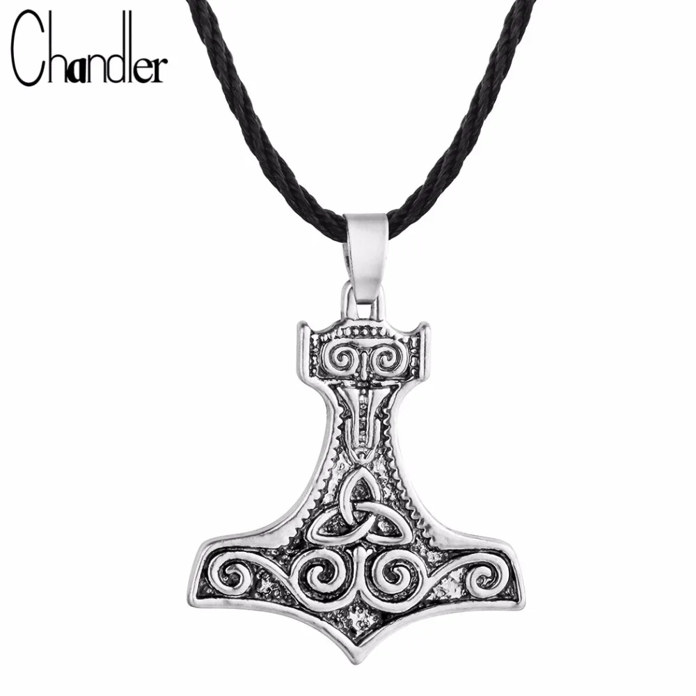 Chandler Huge Thor Hammer Necklace For Man Viking Amulet Scandinavian Pendant Norse Jewelry Celti Knot Sweater Choker | Украшения и