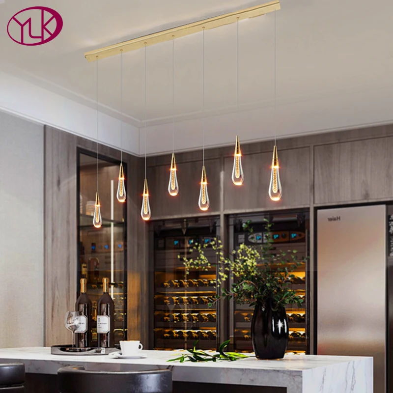 Water drop design crystal chandelier for dining room luxury gold home decor hanging light fixture living led cristal lamp | Лампы и