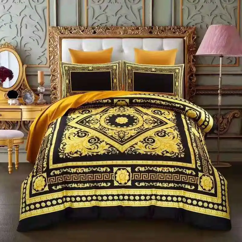 Новейший Королевский Франция, Италия дизайн Европа высокого класса хлопок спальный набор с Одеялом Постельные принадлежности двуспальная кровать класса люкс - Цвет: 2