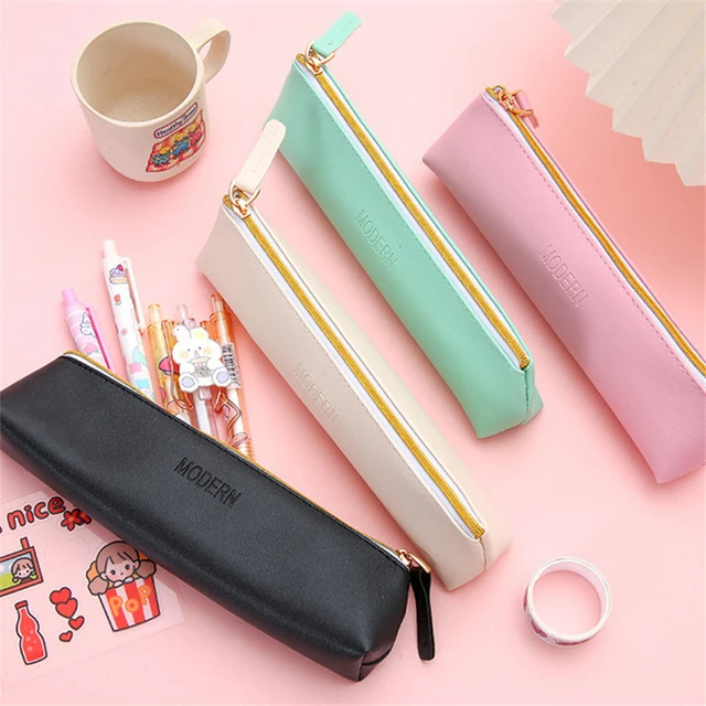 Trousse à crayons Portable en cuir PU, Mini sacs à fermeture éclair, sac à  stylo Simple, pochette à stylo de couleur bonbon, sac de rangement pour  cosmétiques, fournitures scolaires - AliExpress