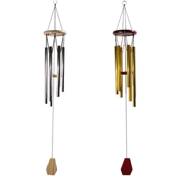 

1PC Solid wood metal aluminum tube wind chimes 6 tube ornaments 90cm long home pendant crafts European and American ornaments