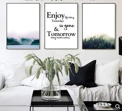 Nordic Modern Simple and Fresh Forest English Decorative Painting Pictures for Living Room Wall Art Canvas Garden Decoration | Дом и сад