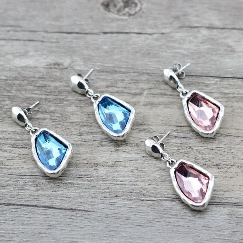 Anslow Fashion Perhiasan Retro Pesona Wanita WANITA Drop Tidak Teratur Crystal Anting-Anting Asli Desain Anting-Anting Untuk Pernikahan LOW0148AE