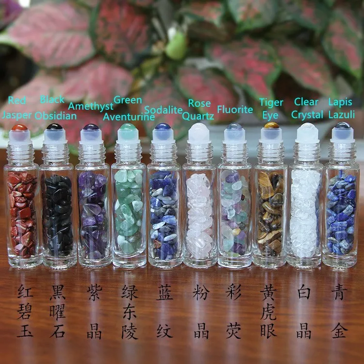

10 мл Духи трубки нефритовый валик мяч исцеления с украшением в виде кристаллов чипы флаконы с драгоценными камнями многоразового флаконы для эфирных масел с бамбуковой Кепки