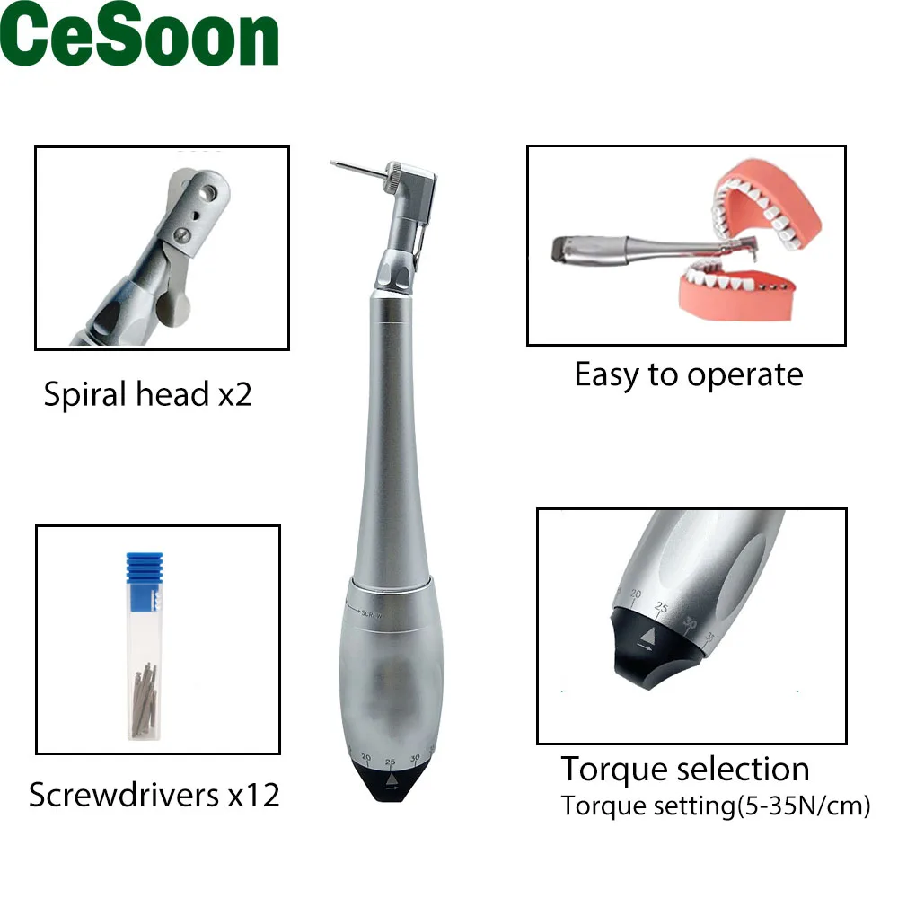 

Dental Universal Teeth Implant Torque Wrench Screwdrivers Autoclave Latch Head Ratchet Handpiece 5 To 35 N/cm Dentist Supplies