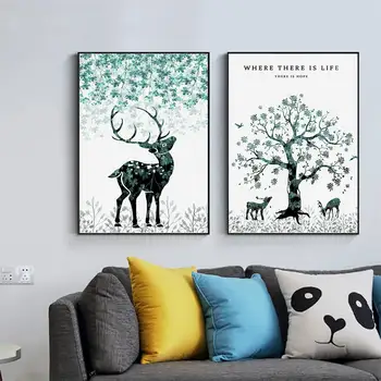 

Canvas Painting Wall Art Green deer#w Posters and Prints Wall Pictures for Living Room Decoration Home Decor20-0630-45